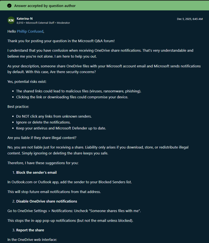 OneDrive 沦为垃圾场？微软承认漏洞：数百个陌生共享文件删不掉、屏蔽不了插图2