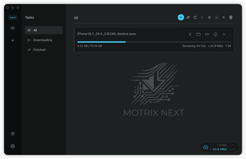 下载神器Motrix 精神续作来了!Motrix Next:基于 Tauri 2 重构,体积缩小 75%,启动秒开插图1 下载神器Motrix 精神续作来了!Motrix Next:基于 Tauri 2 重构,体积缩小 75%,启动秒开插图1