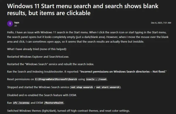 微软推出修复程序，解决 Windows11 开始菜单搜索故障