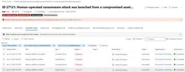 微软 Defender for Endpoint 新增自动隔离功能:受感染端点即刻断网,阻断勒索软件横向移动,安全团队获修复缓冲期缩略图 微软 Defender for Endpoint 新增自动隔离功能:受感染端点即刻断网,阻断勒索软件横向移动,安全团队获修复缓冲期
