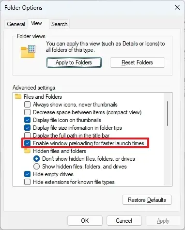 Windows 11 文件资源管理器秒开？启用“窗口预加载”功能，让文件夹启动速度提升显著，附 ViveTool 解锁教程