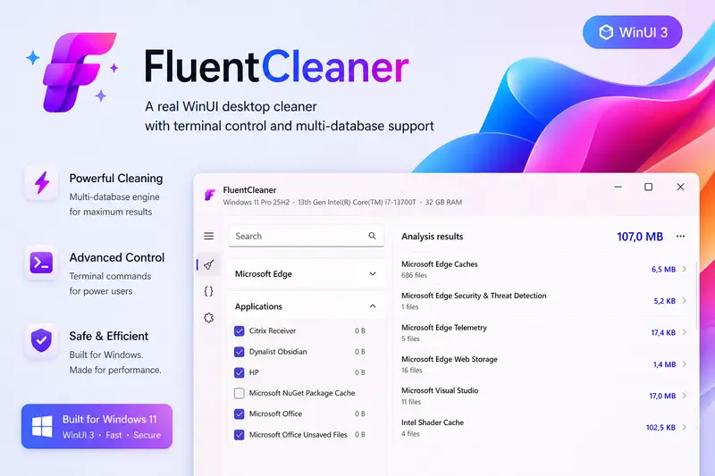 CCleaner 的现代替代品？FluentCleaner：一款透明、无广告的 Windows 11 清理工具插图