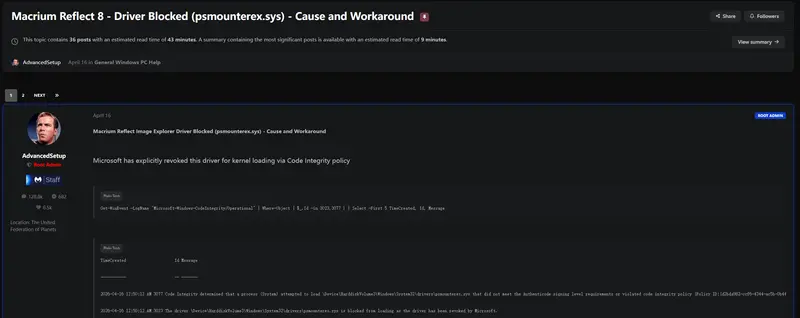 微软更新“误杀”Macrium Reflect？Windows 11 新补丁阻止老旧驱动，Macrium 用户需警惕插图1