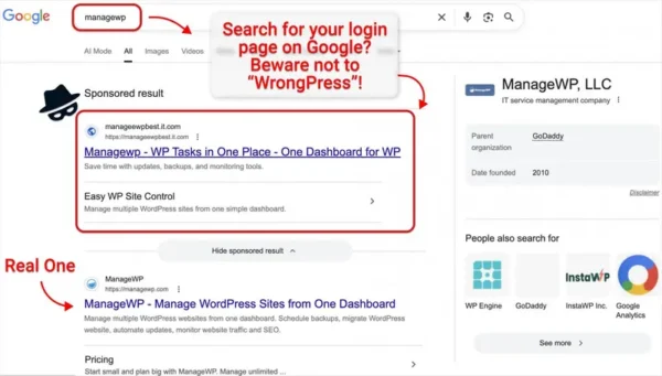 紧急预警:黑客利用 Google 广告钓鱼 GoDaddy ManageWP 用户,实时中间人攻击窃取凭证与 2FA 代码缩略图 紧急预警:黑客利用 Google 广告钓鱼 GoDaddy ManageWP 用户,实时中间人攻击窃取凭证与 2FA 代码