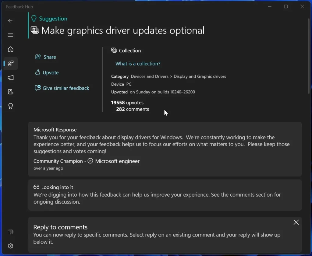微软证实Windows 11会自动降级显卡驱动,完整原因与修复时间表公布插图 微软证实Windows 11会自动降级显卡驱动,完整原因与修复时间表公布插图