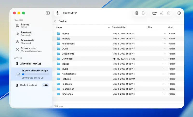SwiftMTP:macOS 上轻量高效的 Android 文件传输神器,无需 ADB,原生体验媲美 Finder插图 SwiftMTP:macOS 上轻量高效的 Android 文件传输神器,无需 ADB,原生体验媲美 Finder插图