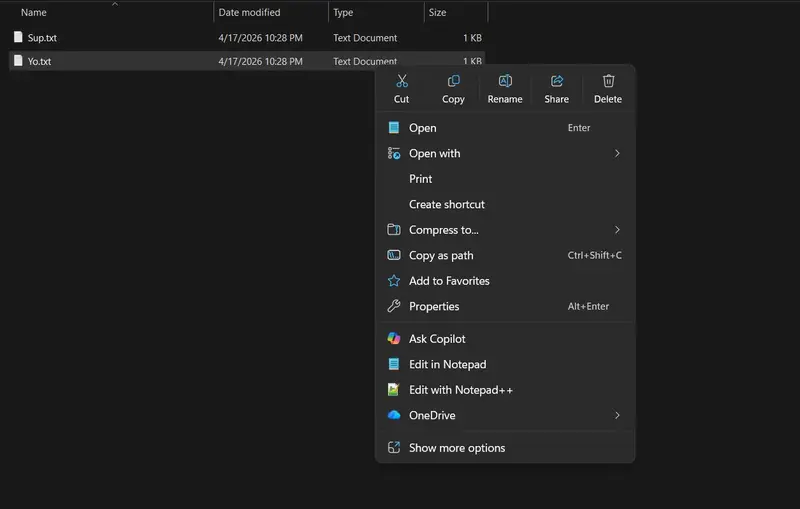 微软终于听劝了!Windows 11 右键菜单回归“刷新”与“打印”,文件大小显示告别 KB 乱码,体验大幅优化插图1 微软终于听劝了!Windows 11 右键菜单回归“刷新”与“打印”,文件大小显示告别 KB 乱码,体验大幅优化插图1