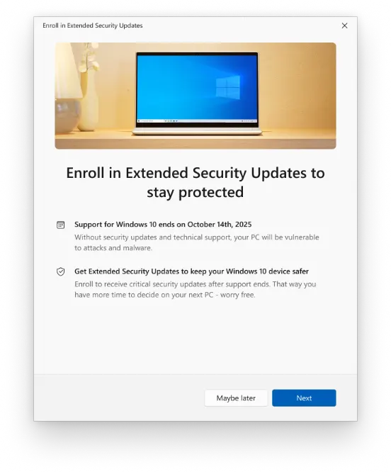 微软“悄悄”延长 Windows 10 寿命至 2027 年:免费安全更新再续一年,数亿用户受益插图 微软“悄悄”延长 Windows 10 寿命至 2027 年:免费安全更新再续一年,数亿用户受益插图