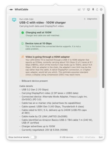 告别“盲盒”线材:WhatCable 一键识别 USB-C 真实规格,揪出充电与传输瓶颈 缩略图 告别“盲盒”线材:WhatCable 一键识别 USB-C 真实规格,揪出充电与传输瓶颈