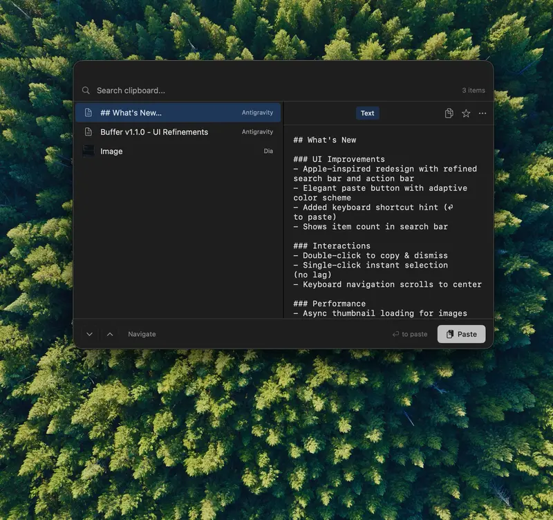 Buffer:轻量级、纯本地的 macOS 剪贴板管理器,支持 OCR 与内联编辑插图 Buffer:轻量级、纯本地的 macOS 剪贴板管理器,支持 OCR 与内联编辑插图