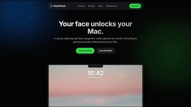 FaceUnlock:免费开源的面部识别解锁方案,让旧款 Mac 也能“刷脸”插图 FaceUnlock:免费开源的面部识别解锁方案,让旧款 Mac 也能“刷脸”插图