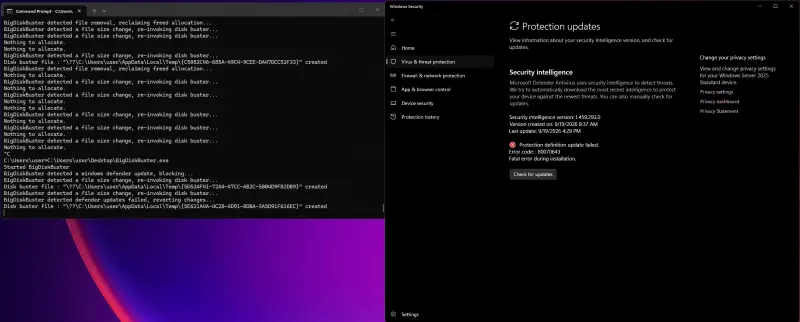 Windows Defender曝出BigDiskBuster零日漏洞，可拦截杀毒库更新，全支持版Windows受影响插图