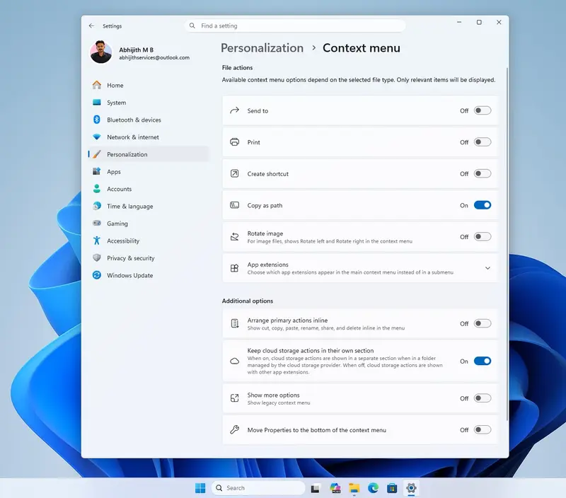 Windows 11 可选预览更新 KB5127936 推送:右键菜单终于支持自定义,文件资源管理器多项优化插图1 Windows 11 可选预览更新 KB5127936 推送:右键菜单终于支持自定义,文件资源管理器多项优化插图1