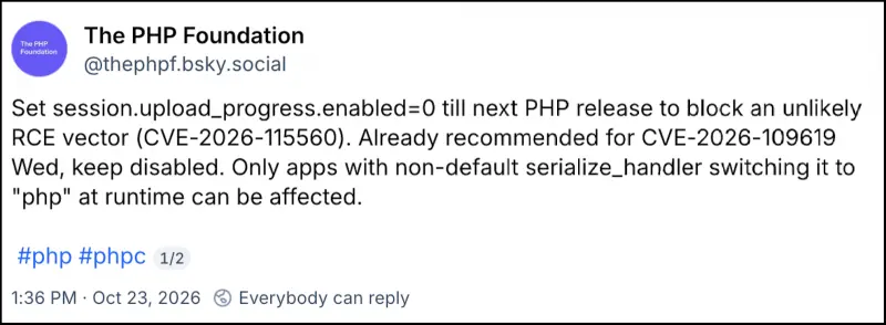 PHP 刚填完史诗级大坑，又掏出一个没补丁的新 RCE？运维：毁灭吧，赶紧的缩略图