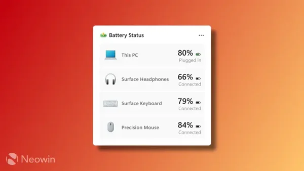 Windows 11 新增电池状态小组件：一站式查看主机与所有外设电量